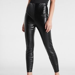 Express Faux Crocodile Croc Vegan Black Leather leggings